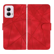 For Motorola Moto G Power 5G 2024 Skin Feel Geometric Lines Leather Phone Case(Red)