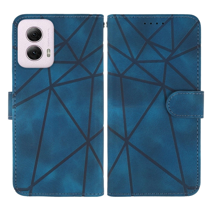For Motorola Moto G Power 5G 2024 Skin Feel Geometric Lines Leather Phone Case(Blue)