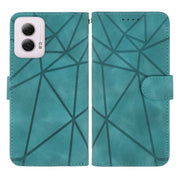 For Motorola Moto G Power 5G 2024 Skin Feel Geometric Lines Leather Phone Case(Green)