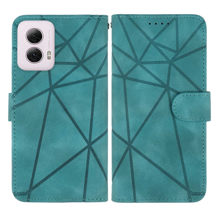 For Motorola Moto G Power 5G 2024 Skin Feel Geometric Lines Leather Phone Case(Green)