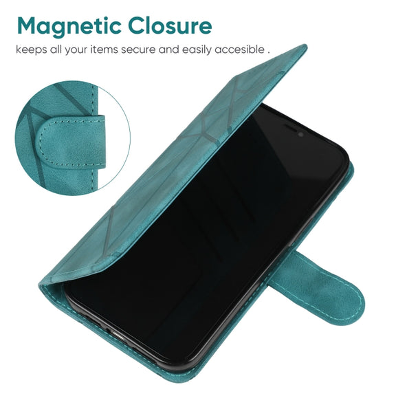 For Motorola Moto G Power 5G 2024 Skin Feel Geometric Lines Leather Phone Case(Green)
