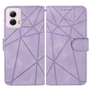 For Motorola Moto G Power 5G 2024 Skin Feel Geometric Lines Leather Phone Case(Purple)
