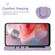 For Motorola Moto G Power 5G 2024 Skin Feel Geometric Lines Leather Phone Case(Purple)