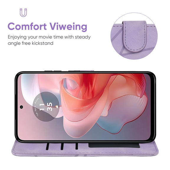 For Motorola Moto G Power 5G 2024 Skin Feel Geometric Lines Leather Phone Case(Purple)