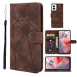 For Motorola Moto G Power 5G 2024 Skin Feel Geometric Lines Leather Phone Case(Brown) - Motorola Cases by PMC Jewellery | Online Shopping South Africa | PMC Jewellery | Buy Now Pay Later Mobicred