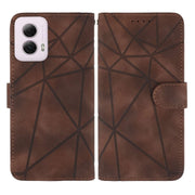 For Motorola Moto G Power 5G 2024 Skin Feel Geometric Lines Leather Phone Case(Brown)