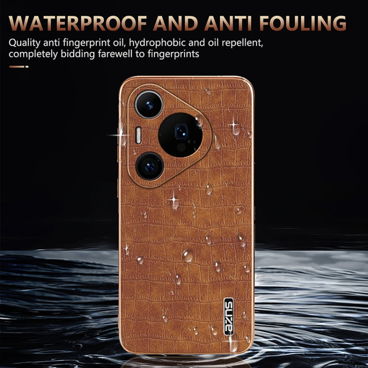 For Huawei Pura 70 Pro / 70 Pro+ AZNS Electroplated Frame Crocodile Texture Full Coverage Phone Case(Black)