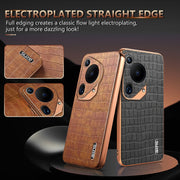 For Huawei Pura 70 Ultra AZNS Electroplated Frame Crocodile Texture Full Coverage Phone Case(Green)