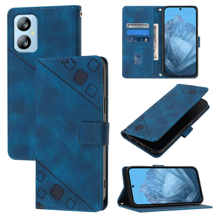 For Blackview A52 Skin Feel Embossed Leather Phone Case(Blue) - More Brand by PMC TechLife | Online Shopping South Africa | PMC TechLife | Buy Now Pay Later Mobicred