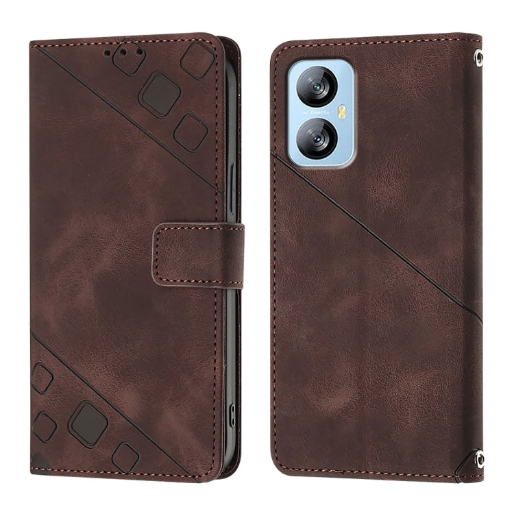 For Blackview A52 Skin Feel Embossed Leather Phone Case(Brown) - More Brand by PMC TechLife | Online Shopping South Africa | PMC TechLife | Buy Now Pay Later Mobicred