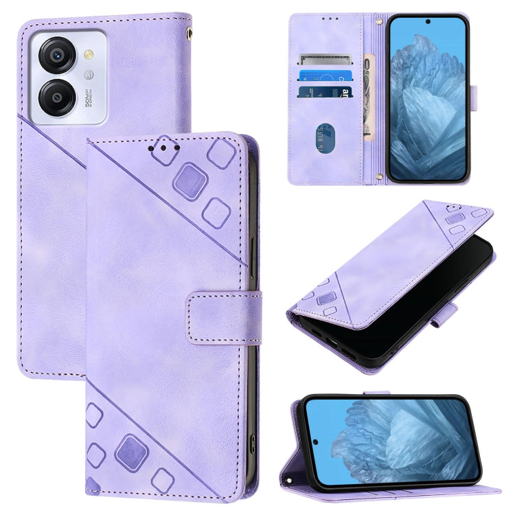 For Blackview Color 8 Skin Feel Embossed Leather Phone Case(Light Purple) - More Brand by PMC TechLife | Online Shopping South Africa | PMC TechLife | Buy Now Pay Later Mobicred