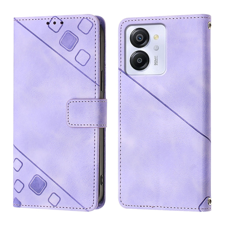 For Blackview Color 8 Skin Feel Embossed Leather Phone Case(Light Purple)