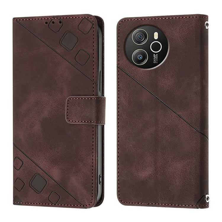 For Blackview Shark 8 Skin Feel Embossed Leather Phone Case(Brown) - More Brand by PMC TechLife | Online Shopping South Africa | PMC TechLife | Buy Now Pay Later Mobicred