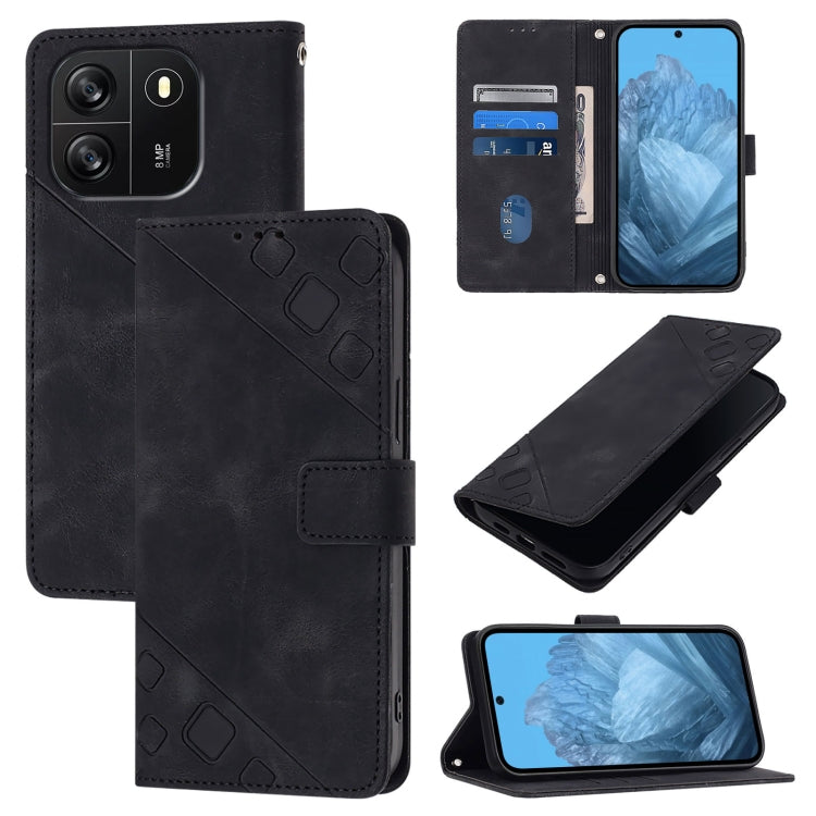 For Blackview Wave 6C Skin Feel Embossed Leather Phone Case(Black) - free shipping - PMC TechLife - Order now!