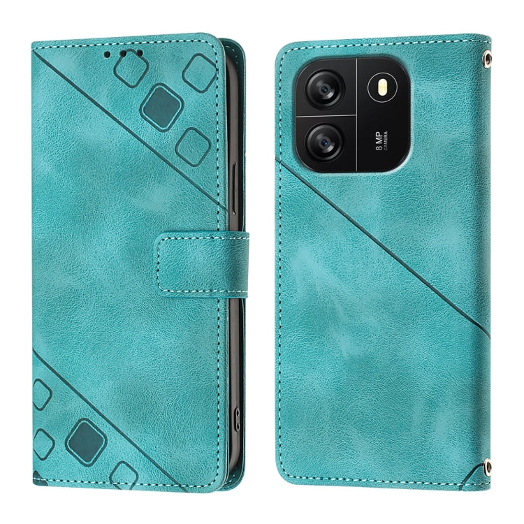 For Blackview Wave 6C Skin Feel Embossed Leather Phone Case(Green) - More Brand by PMC TechLife | Online Shopping South Africa | PMC TechLife | Buy Now Pay Later Mobicred