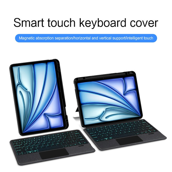 For iPad Pro 13 2024 Intelligent Detachable Touch Bluetooth Keyboard Leather Tablet Case with Backlight/Pen Slot(Black)