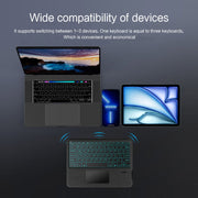 For iPad Air 13 2024 Intelligent Detachable Touch Bluetooth Keyboard Leather Tablet Case with Backlight/Pen Slot(Black)