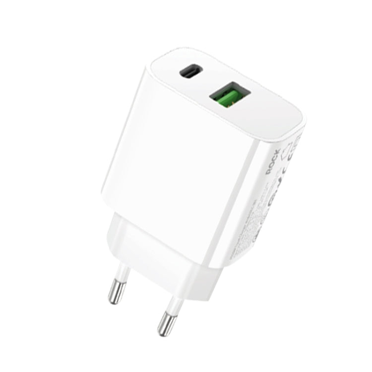 ROCK T43 PD 20W Dual Port USB-A+USB-C / Type-C Charger Adapter, Plug:EU Plug - free shipping - PMC TechLife - Order now!