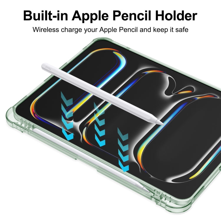 For iPad Pro 11 2024 Tri-fold Holder TPU Cover Frosted Leather Smart Tablet Case withh Pen Slot(Matcha Green) - iPad Pro 11 2024 Cases by PMC TechLife | Online Shopping South Africa | PMC TechLife | Buy Now Pay Later Mobicred