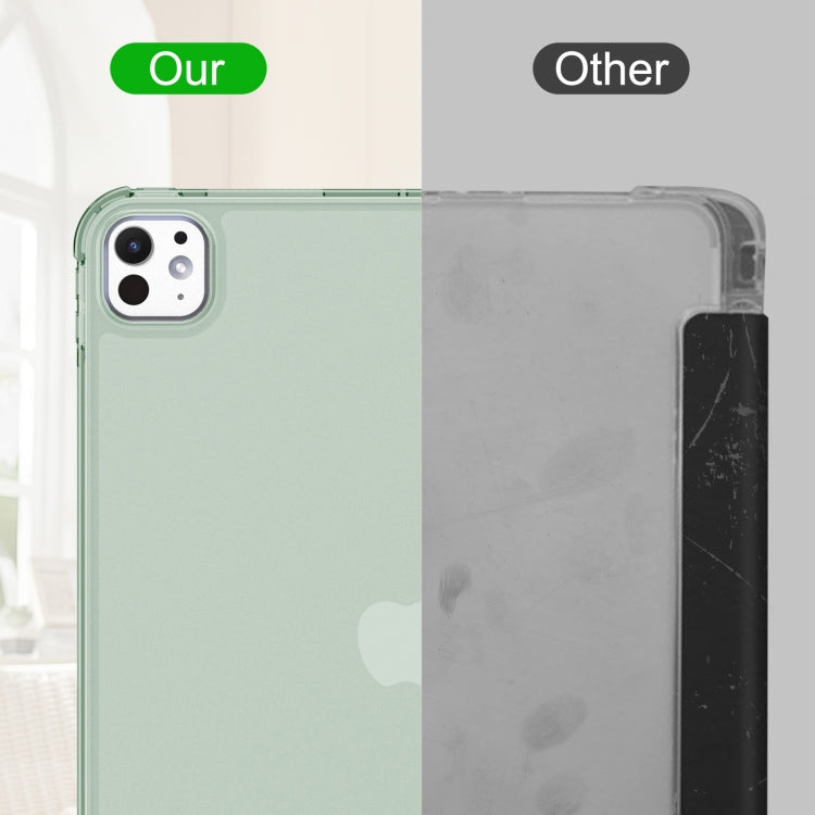 For iPad Pro 11 2024 Tri-fold Holder TPU Cover Frosted Leather Smart Tablet Case withh Pen Slot(Matcha Green) - iPad Pro 11 2024 Cases by PMC TechLife | Online Shopping South Africa | PMC TechLife | Buy Now Pay Later Mobicred