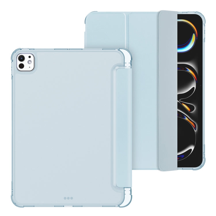For iPad Pro 11 2024 Tri-fold Holder TPU Cover Frosted Leather Smart Tablet Case withh Pen Slot(Sky Blue) - iPad Pro 11 2024 Cases by PMC TechLife | Online Shopping South Africa | PMC TechLife | Buy Now Pay Later Mobicred
