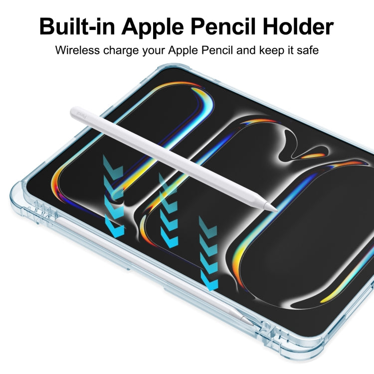 For iPad Pro 11 2024 Tri-fold Holder TPU Cover Frosted Leather Smart Tablet Case withh Pen Slot(Sky Blue) - iPad Pro 11 2024 Cases by PMC TechLife | Online Shopping South Africa | PMC TechLife | Buy Now Pay Later Mobicred