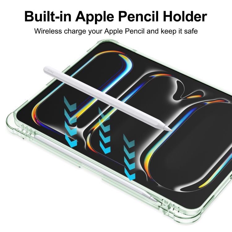 For iPad Pro 11 2024 Tri-fold Holder TPU Cover Frosted Leather Smart Tablet Case withh Pen Slot(Light Green) - iPad Pro 11 2024 Cases by PMC TechLife | Online Shopping South Africa | PMC TechLife | Buy Now Pay Later Mobicred