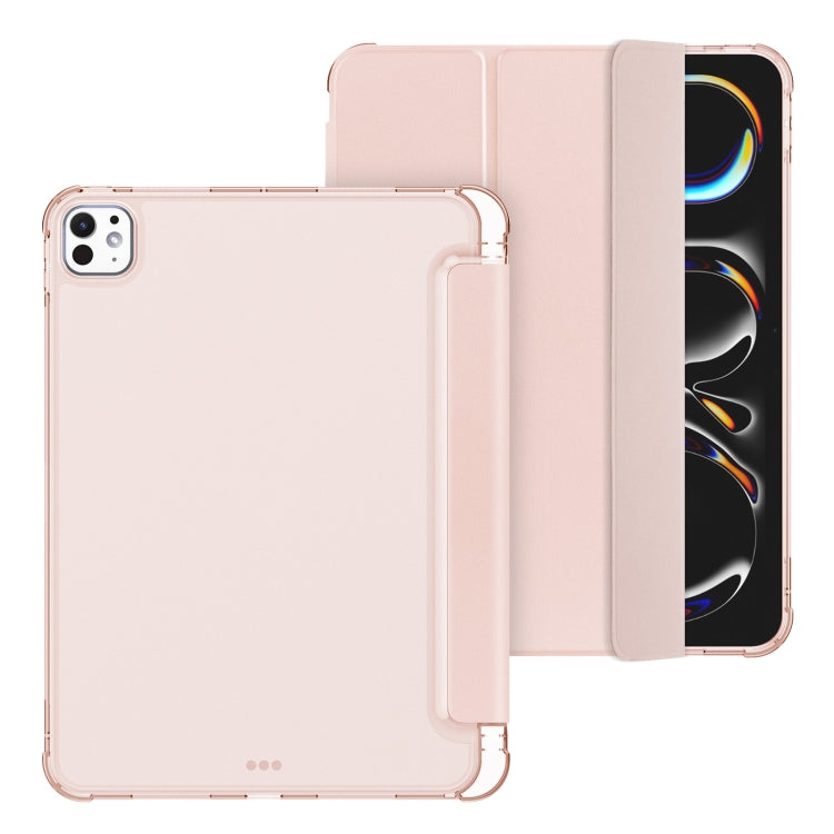 For iPad Pro 11 2024 Tri-fold Holder TPU Cover Frosted Leather Smart Tablet Case withh Pen Slot(Rose Gold) - iPad Pro 11 2024 Cases by PMC TechLife | Online Shopping South Africa | PMC TechLife | Buy Now Pay Later Mobicred