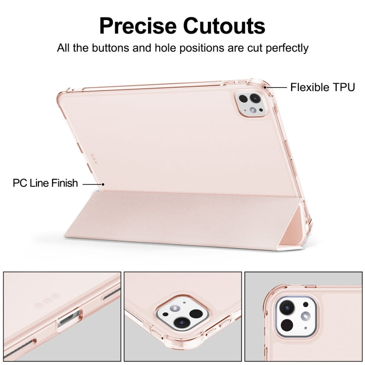 For iPad Pro 11 2024 Tri-fold Holder TPU Cover Frosted Leather Smart Tablet Case withh Pen Slot(Rose Gold) - iPad Pro 11 2024 Cases by PMC TechLife | Online Shopping South Africa | PMC TechLife | Buy Now Pay Later Mobicred
