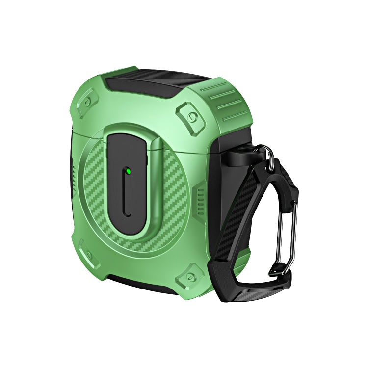 For AirPods 2 / 1 Lock Shockproof Bluetooth Earphone Protective Case(Black Green) - For AirPods 1/2 by PMC Jewellery | Online Shopping South Africa | PMC Jewellery | Buy Now Pay Later Mobicred