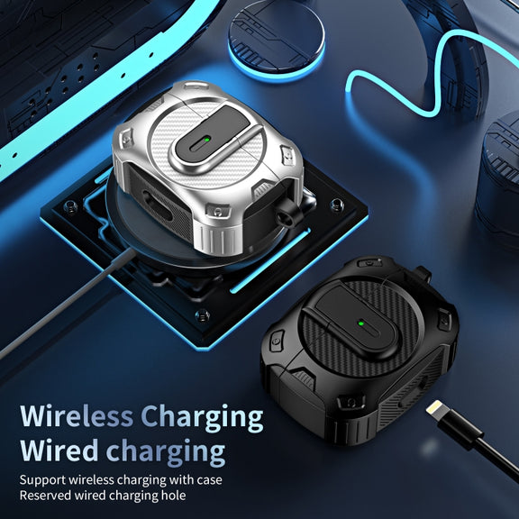 For AirPods 4 Lock Shockproof Bluetooth Earphone Protective Case(Black)