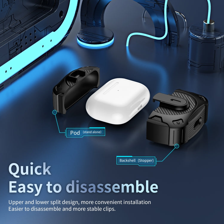 For AirPods Pro Lock Shockproof Bluetooth Earphone Protective Case(Black Green)