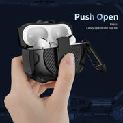 For AirPods Pro 2 Lock Shockproof Bluetooth Earphone Protective Case(Black Purple)
