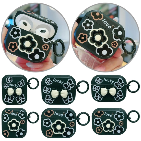 For AirPods 3 3D Colorful Pattern Bluetooth Earphone Protective Case(Black Bow)