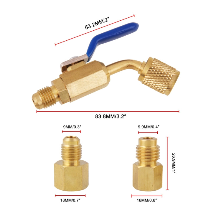 6 in 1 Car Air Conditioning Refrigerant Angled Compact Ball Valve for HVAC / AC Air Conditioning Maintenance - Air Conditioning System by PMC TechLife | Online Shopping South Africa | PMC TechLife | Buy Now Pay Later Mobicred
