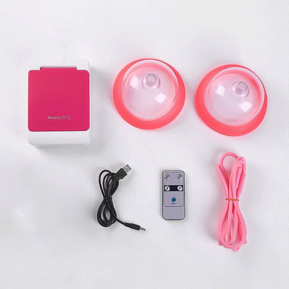 Portable USB Charging Chest Electric Massage Instrument, Style:Remote Control(B Cup)