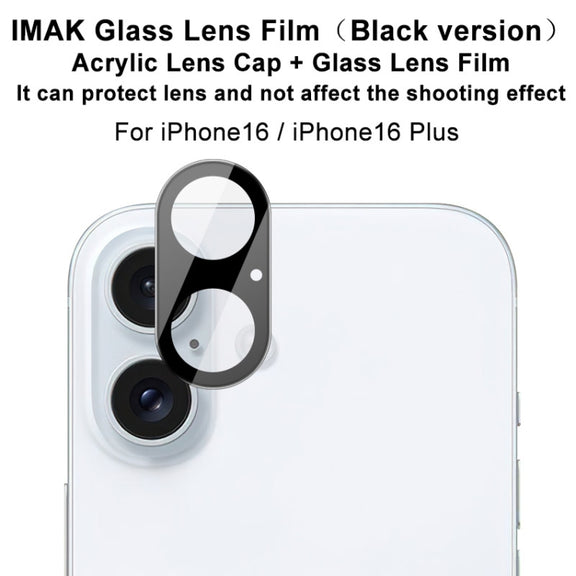 For iPhone 16 / 16 Plus imak High Definition Integrated Glass Lens Film Black Version