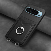 For Google Pixel 9 / 9 Pro R20 Ring Card Holder Phone Case(Black)