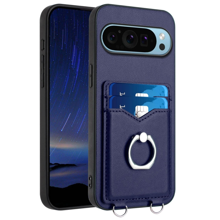 For Google Pixel 9 / 9 Pro R20 Ring Card Holder Phone Case(Blue) - Google Cases by PMC TechLife | Online Shopping South Africa | PMC TechLife | Buy Now Pay Later Mobicred