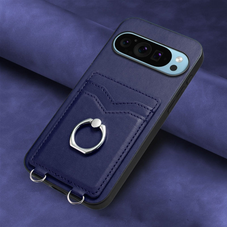 For Google Pixel 9 / 9 Pro R20 Ring Card Holder Phone Case(Blue) - Google Cases by PMC TechLife | Online Shopping South Africa | PMC TechLife | Buy Now Pay Later Mobicred