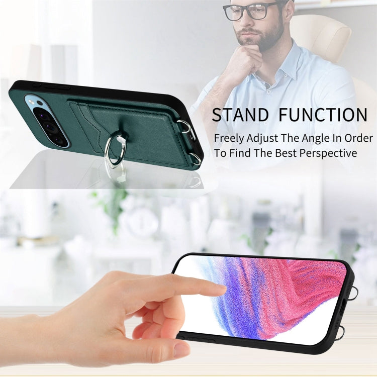 For Google Pixel 9 / 9 Pro R20 Ring Card Holder Phone Case(Green) - Google Cases by PMC TechLife | Online Shopping South Africa | PMC TechLife | Buy Now Pay Later Mobicred