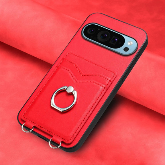 For Google Pixel 9 Pro XL R20 Ring Card Holder Phone Case(Red)