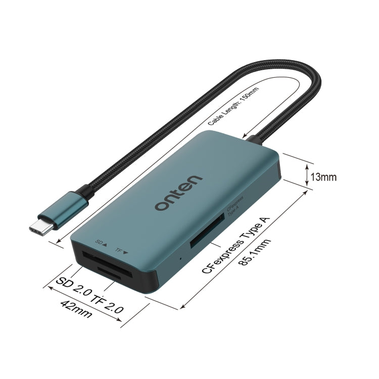 Onten C12 3 in 1 USB-C / Type-C to CFepress Type-A & SD & TF Card Reader(Pine Green) - free shipping - PMC Jewellery - Order now!