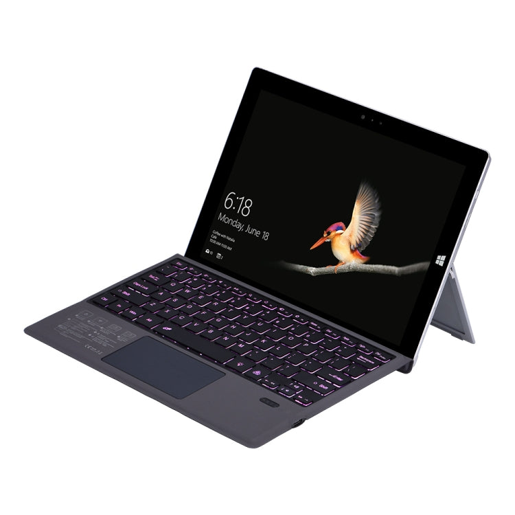 1089DC-FR French Backlit Magnetic Bluetooth 3.0 Keyboard for Microsoft Surface Pro 7 / 6 / 2017 / 4 / 3(Grey)