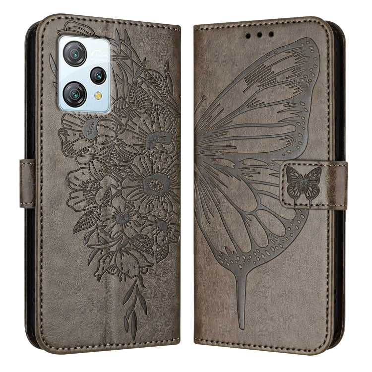 For Blackview A53 Embossed Butterfly Leather Phone Case(Grey) - More Brand by PMC TechLife | Online Shopping South Africa | PMC TechLife | Buy Now Pay Later Mobicred
