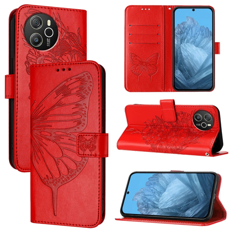 For Blackview Shark 8 Embossed Butterfly Leather Phone Case(Red) - More Brand by PMC TechLife | Online Shopping South Africa | PMC TechLife | Buy Now Pay Later Mobicred