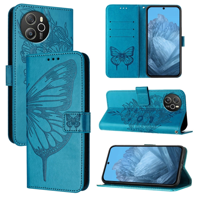 For Blackview Shark 8 Embossed Butterfly Leather Phone Case(Blue) - More Brand by PMC TechLife | Online Shopping South Africa | PMC TechLife | Buy Now Pay Later Mobicred