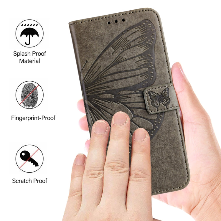 For Blackview Wave 6C Embossed Butterfly Leather Phone Case(Grey) - More Brand by PMC TechLife | Online Shopping South Africa | PMC TechLife | Buy Now Pay Later Mobicred