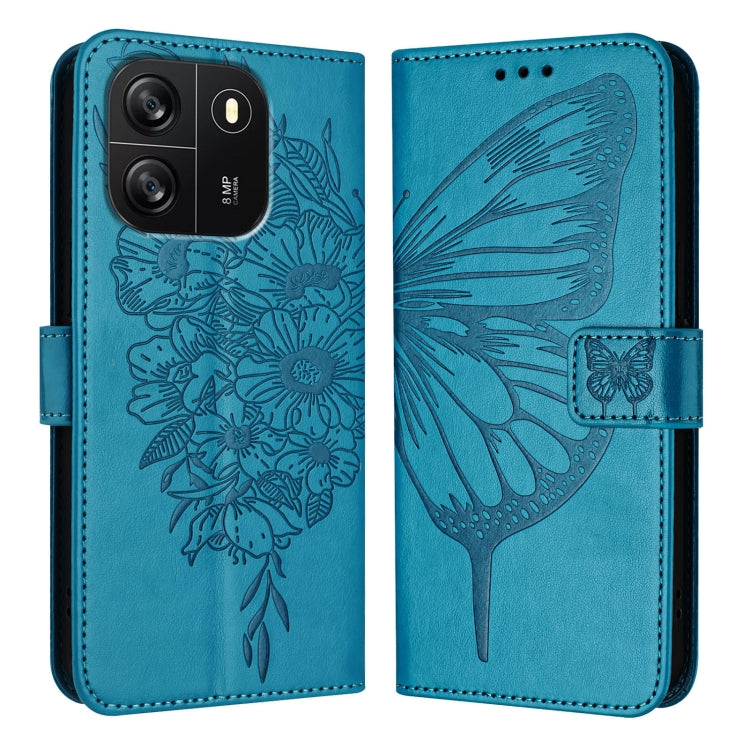 For Blackview Wave 6C Embossed Butterfly Leather Phone Case(Blue) - More Brand by PMC TechLife | Online Shopping South Africa | PMC TechLife | Buy Now Pay Later Mobicred