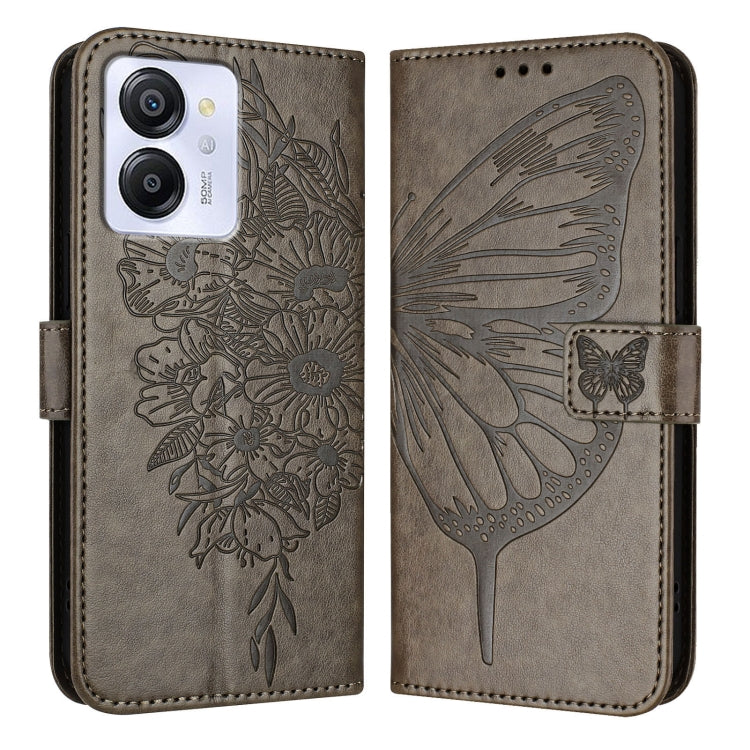 For Blackview Color 8 Embossed Butterfly Leather Phone Case(Grey) - More Brand by PMC TechLife | Online Shopping South Africa | PMC TechLife | Buy Now Pay Later Mobicred